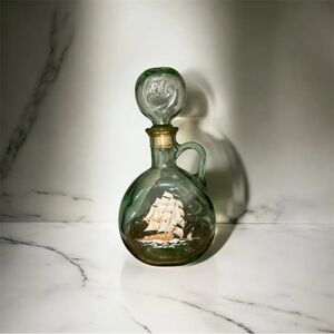 Vintage Old Fitzgerald Flagship 1849 Decanter Bottle Green Glass Whiskey Empty